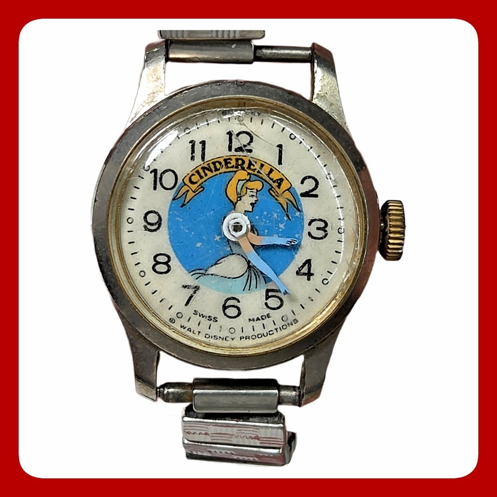 Vintage Walt Disney Productions Cinderella Swiss Made Manual Wind Watch Small
